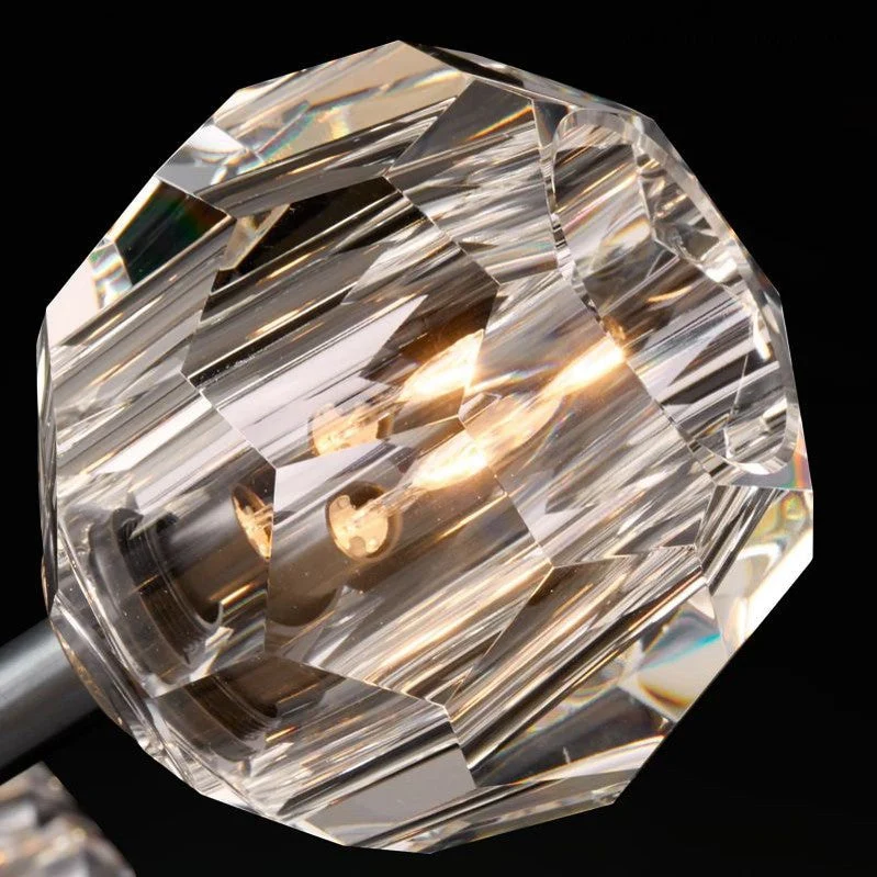 Glazen Cluster Kroonluchter Ø35cm Kristallen Bollen 10 Lichtpunten Messing Rookglas Eetkamer Woonkamer | Sansoti