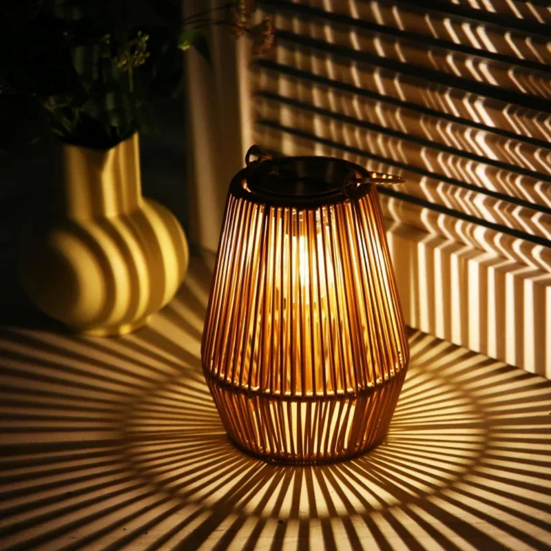 Handgevlochten Solar Tuinlantaarn LED Waterdicht Rotan Buitenverlichting Sfeerverlichting Terras Balkon Pad | Sansoti