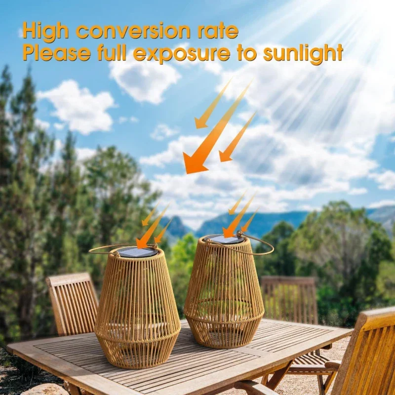 Handgevlochten Solar Tuinlantaarn LED Waterdicht Rotan Buitenverlichting Sfeerverlichting Terras Balkon Pad | Sansoti