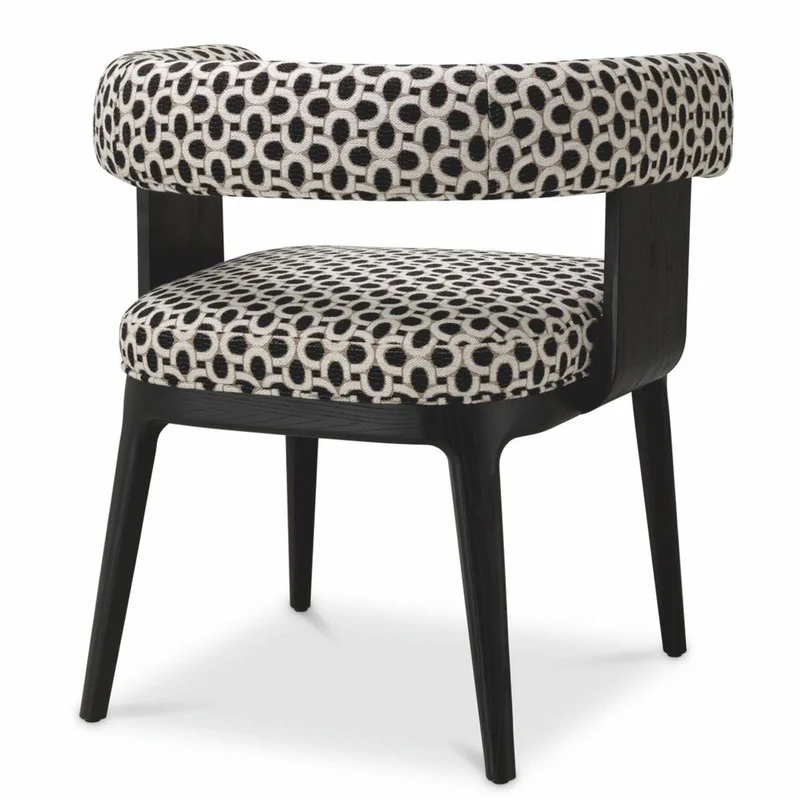 Casa Padrino Luxus Esszimmer Stuhl mit Armlehnen Weiß / Schwarz H. 73 cm - Esszimmer Möbel