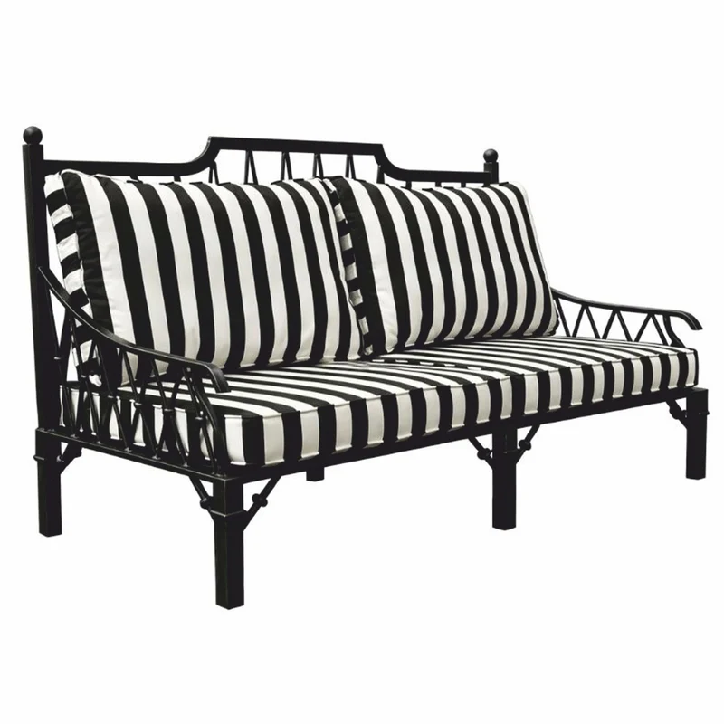 Casa Padrino Luxus Jugendstil Sofa Schwarz / Weiß 190 cm - Hotel & Garten Sofa