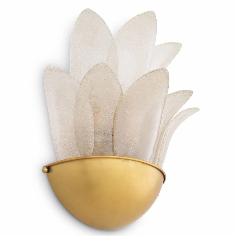 Casa Padrino Luxus Wandleuchte Antik Messing / Hellgrau H. 40 cm - Luxus Leuchten