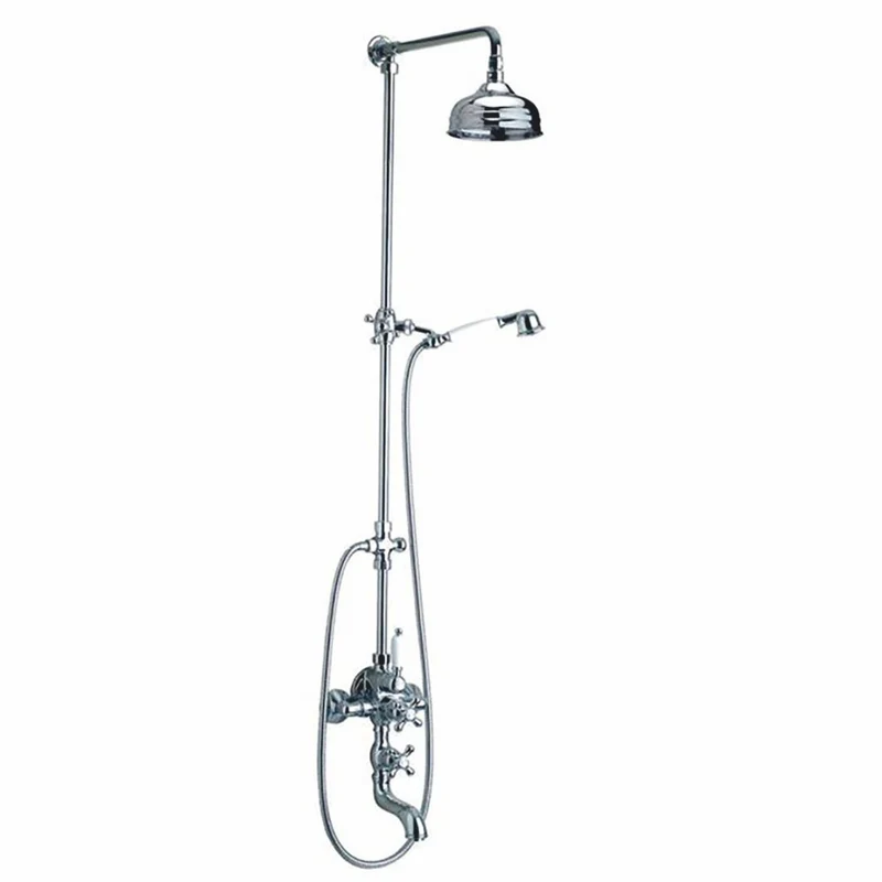 Casa Padrino Jugendstil Badewannenarmatur mit Überkopfbrause und Handbrause H. 167,2 cm