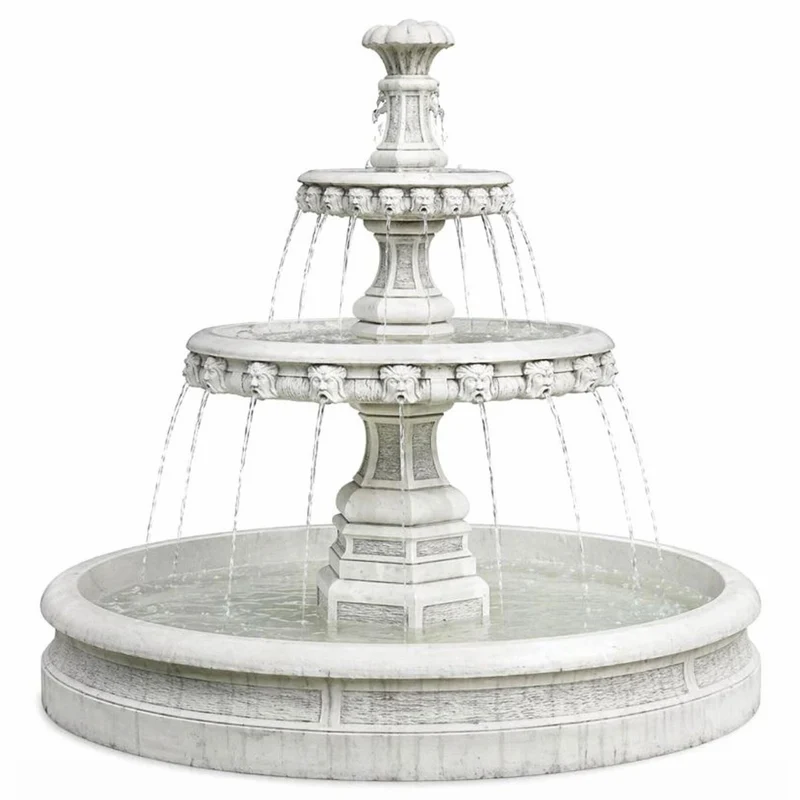 Casa Padrino Barock Garten Deko Springbrunnen Weiß Ø 113 x H. 107 cm