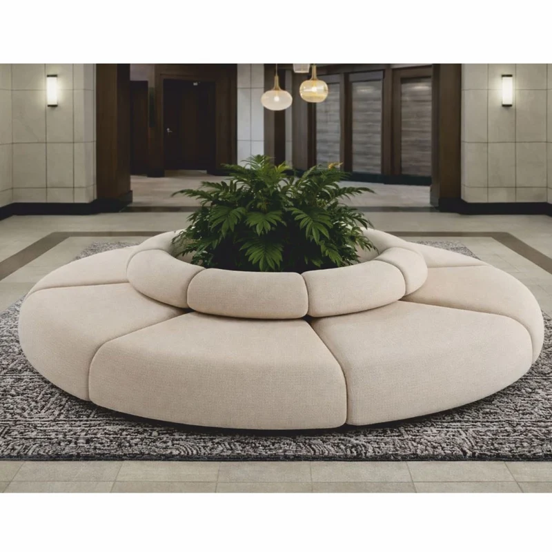 Casa Padrino Luxus Sofa Beige Ø 340 cm - Rundes Modulares Sofa - Luxus Möbel