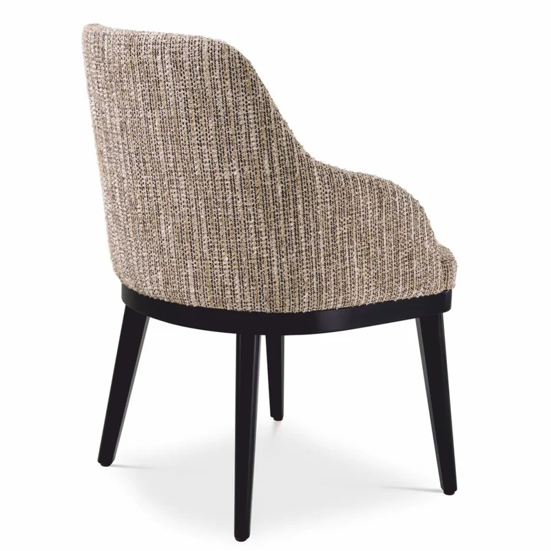 Casa Padrino Luxus Esszimmer Stuhl mit Armlehnen Beige / Schwarz H. 79 cm - Esszimmer Möbel