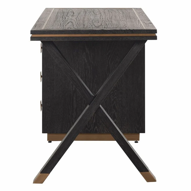 Casa Padrino Luxus Schreibtisch mit 3 Schubladen Antik Schwarz / Bronze 150 cm - Büro Möbel