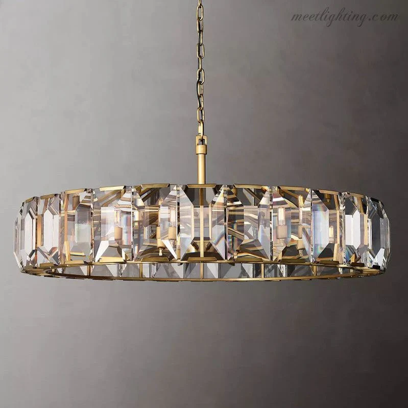 Ronde Kristallen Kroonluchter 150cm – 14 Lichtpunten Glas Hangverlichting voor Eetkamer Woonkamer en Entree | Sansoti