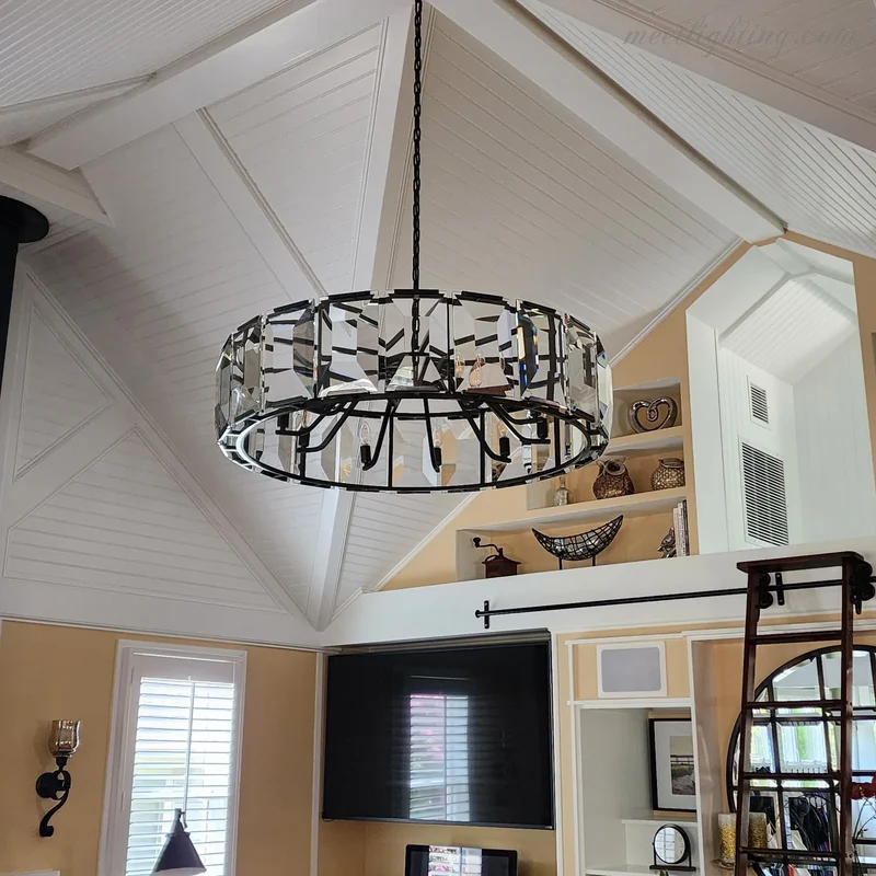Ronde Kristallen Kroonluchter 150cm – 14 Lichtpunten Glas Hangverlichting voor Eetkamer Woonkamer en Entree | Sansoti