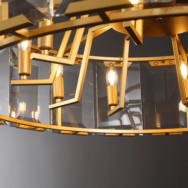 Ronde Kristallen Kroonluchter 150cm – 14 Lichtpunten Glas Hangverlichting voor Eetkamer Woonkamer en Entree | Sansoti
