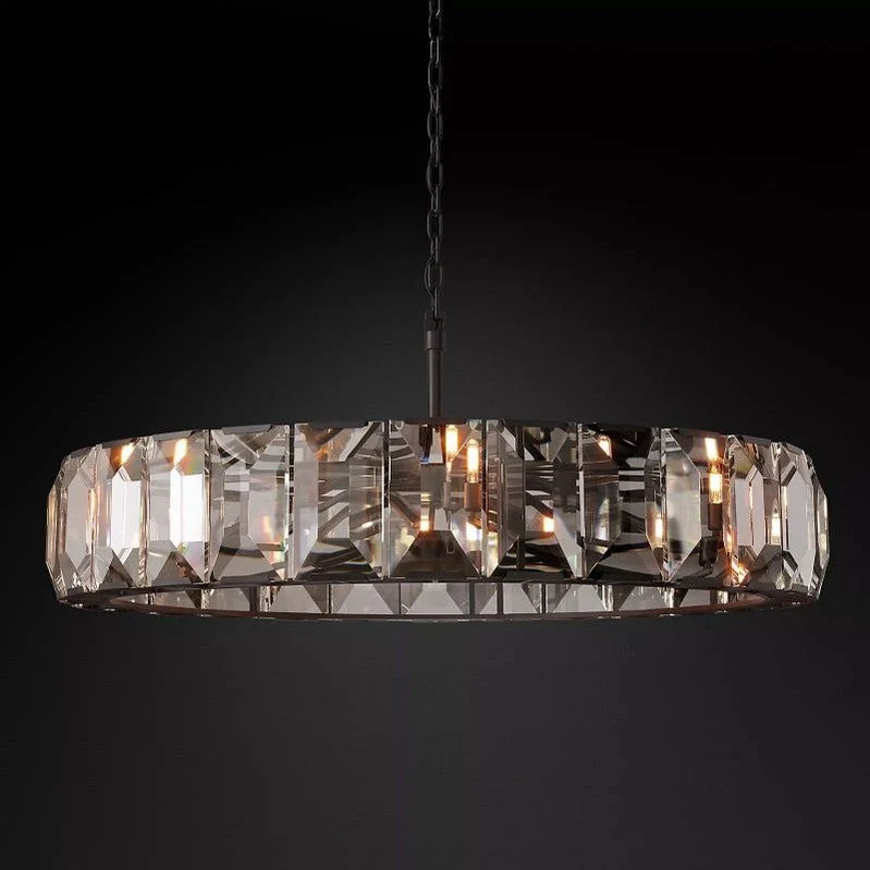Ronde Kristallen Kroonluchter 150cm – 14 Lichtpunten Glas Hangverlichting voor Eetkamer Woonkamer en Entree | Sansoti