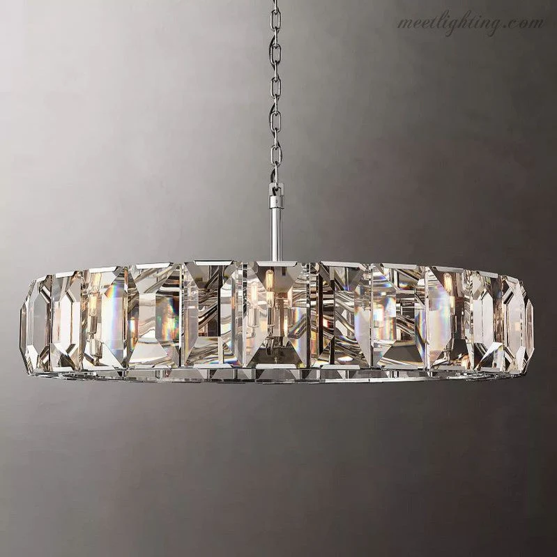 Ronde Kristallen Kroonluchter 150cm – 14 Lichtpunten Glas Hangverlichting voor Eetkamer Woonkamer en Entree | Sansoti
