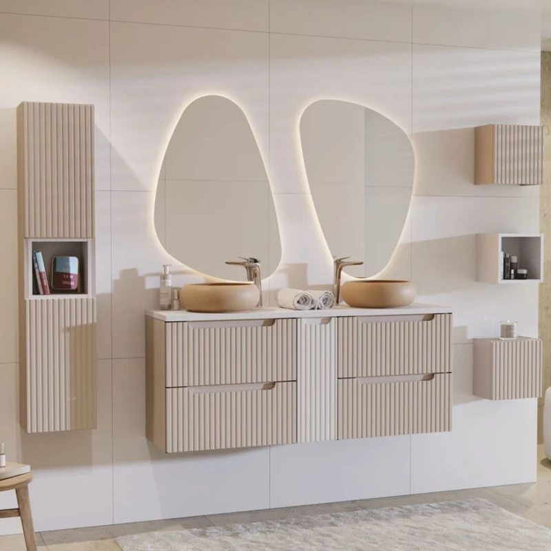 Casa Padrino Luxus Badezimmer Spiegel mit LED Hintergrundbeleuchtung H. 102,9 cm