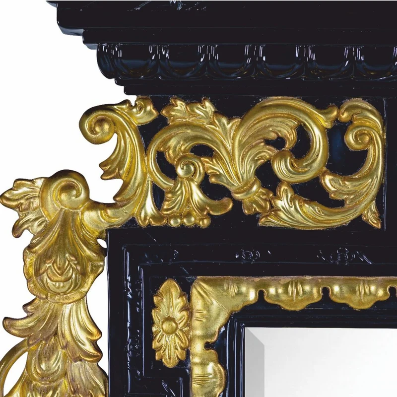 Casa Padrino Luxus Barock Spiegel Schwarz / Gold H. 178 cm - Barockstil Möbel