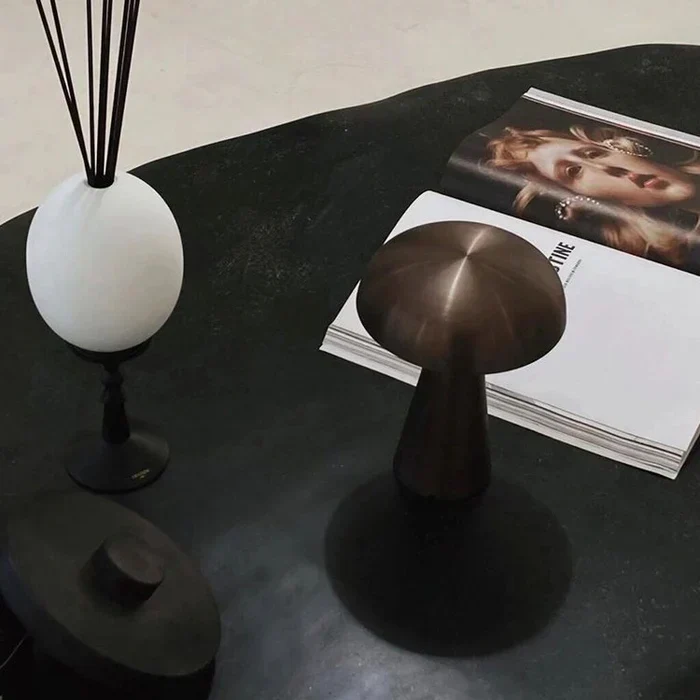 Draadloze Tafellamp Paddenstoel LED Oplaadbaar Dimbaar 3 Standen Metaal Acryl Nachtlampje Sfeerverlichting Woonkamer | Sansoti