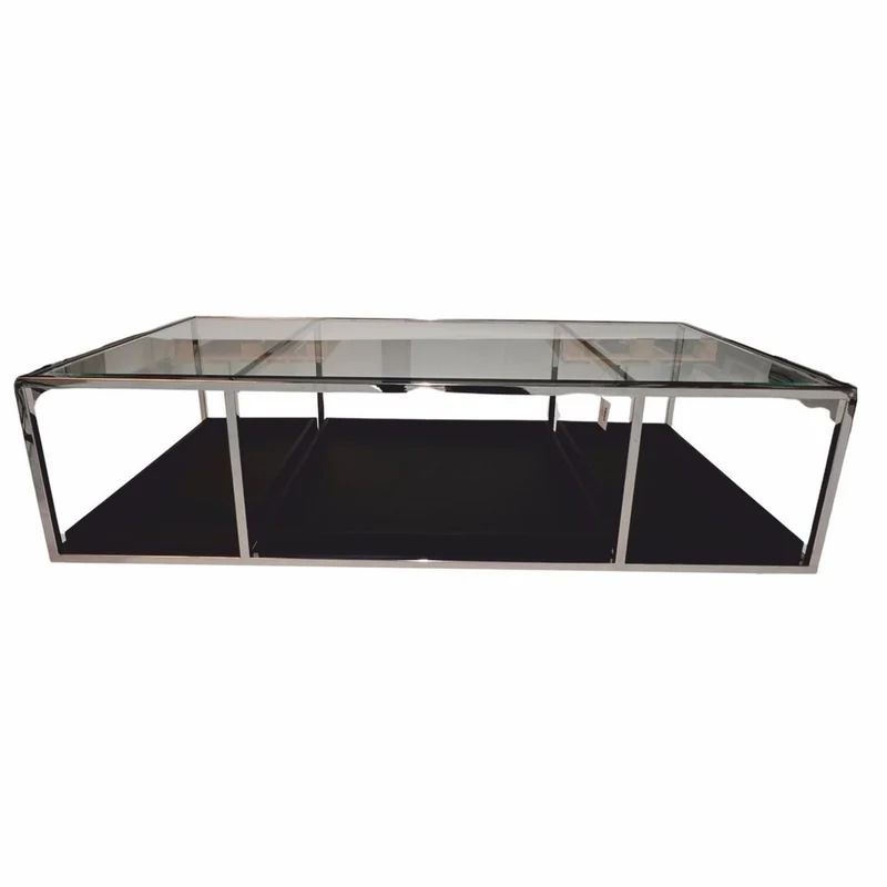Casa Padrino Luxus Couchtisch Silber / Schwarz 160 cm - Wohnzimmer Möbel