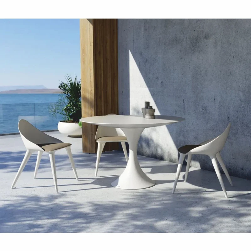 Casa Padrino Luxus Garten Esstisch Matt Weiß Ø 120 cm - Luxus Garten Möbel