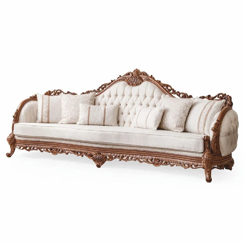 Casa Padrino Luxus Barock Wohnzimmer Sofa Weiß / Braun 295 cm - Barock Möbel