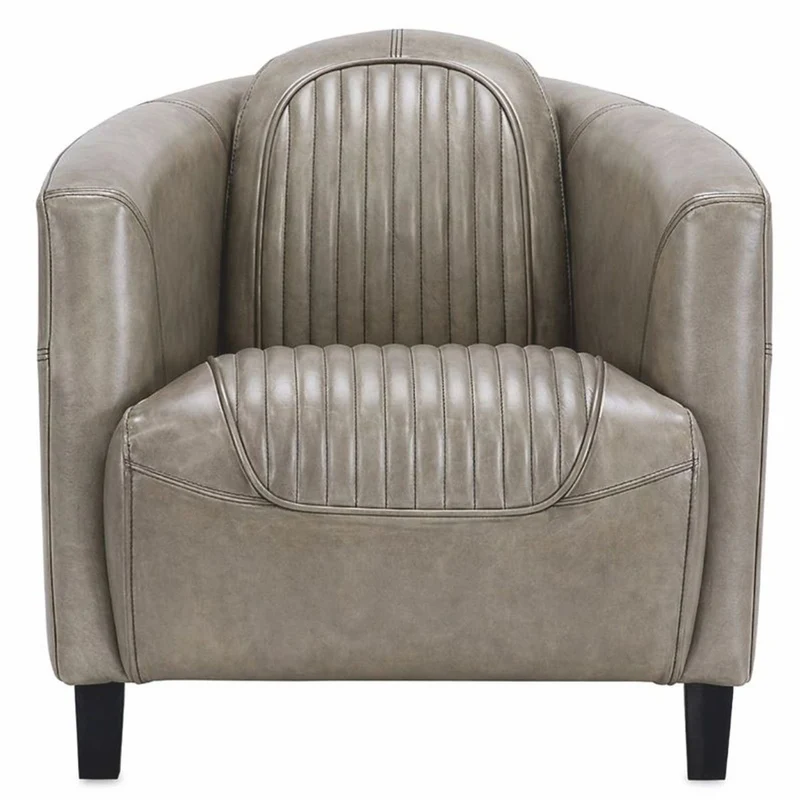 Casa Padrino Luxus Leder Sessel Grau / Schwarz - Echtleder Wohnzimmer Möbel