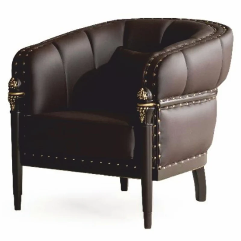 Casa Padrino Luxus Barock Kunstleder Sessel Dunkelbraun / Gold - Barockstil Möbel