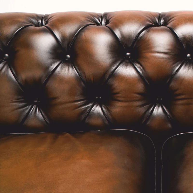 Casa Padrino Luxus Chesterfield Echtleder Sofa Vintage Braun / Dunkelbraun 240 cm