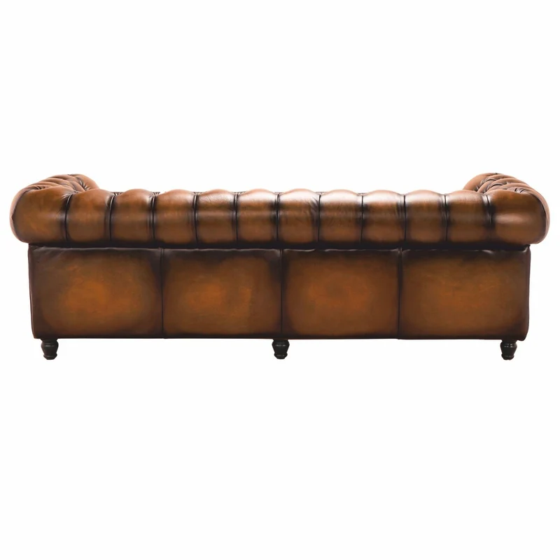 Casa Padrino Luxus Chesterfield Echtleder Sofa Vintage Braun / Dunkelbraun 240 cm