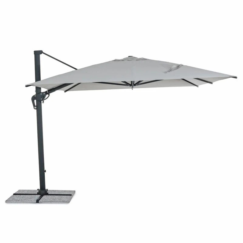 Casa Padrino Luxus Ampelschirm mit Ständer Anthrazit / Hellgrau 400 x 300 x H. 259 cm