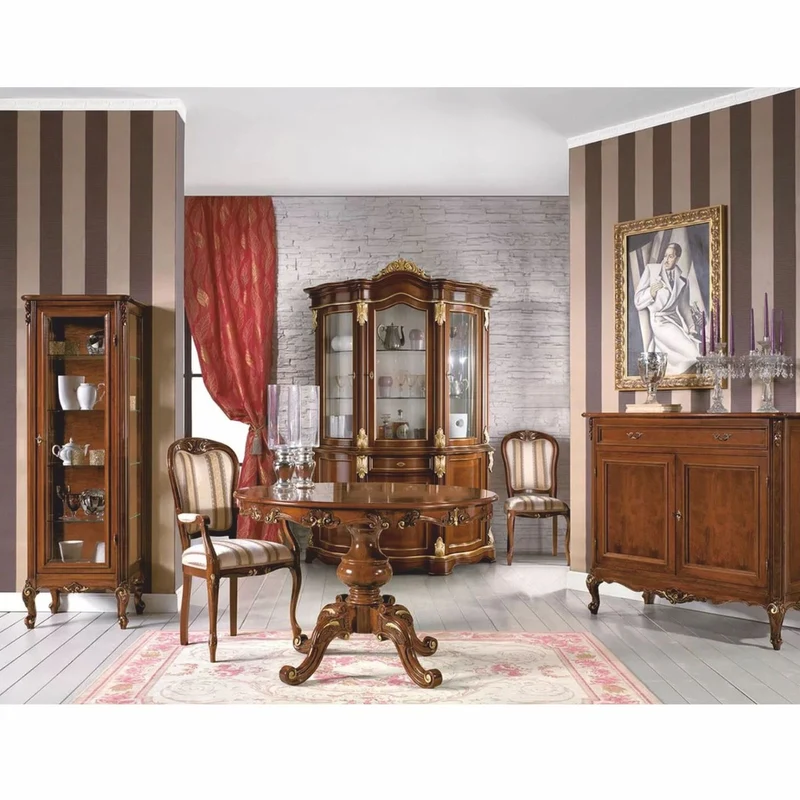 Casa Padrino Luxus Barock Esstisch Braun / Gold 100-140 cm - Made in Italy