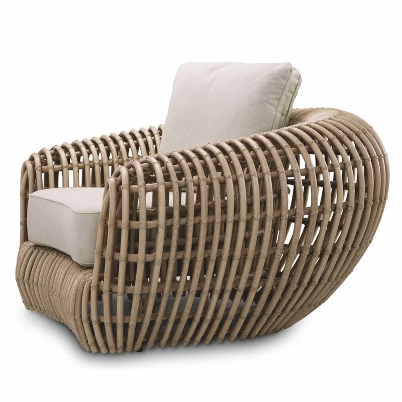 Casa Padrino Luxus Garten Sessel Braun / Sandfarben 120,5 cm - Garten & Hotel Möbel