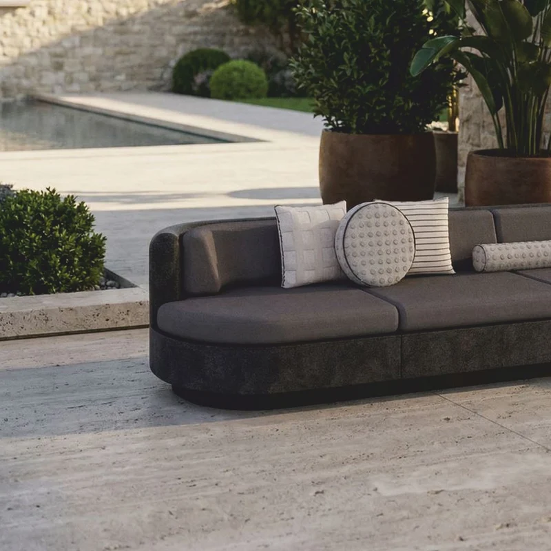 Casa Padrino Luxus Beton Sofa Anthrazit / Grau 294 cm - Wohnzimmer & Garten Sofa