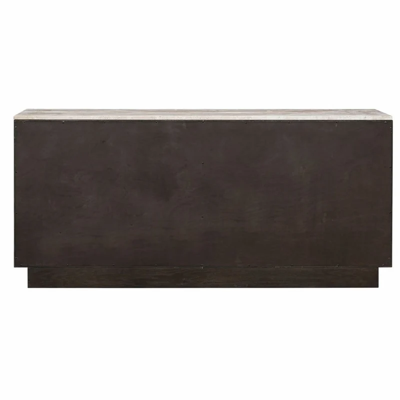 Casa Padrino Luxus Sideboard mit 4 Türen und Travertinplatte Dunkelbraun / Beige 170 cm