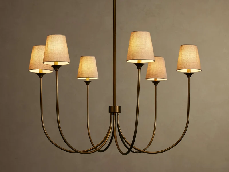 Ronde Kroonluchter Metaal met Kappen 42-68cm Messing Brons Klassiek Modern Hanglamp voor Eetkamer Woonkamer | Sansoti