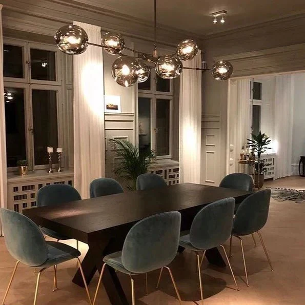 Glazen Kroonluchter met Vertakkingen Messing Zwart Amber Grijs Keuken Eetkamer Dimbaar LED Design Hanglamp | Sansoti