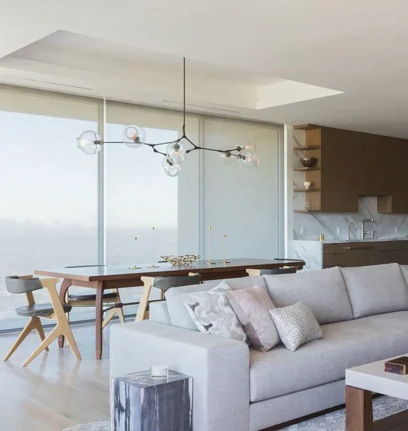 Glazen Kroonluchter met Vertakkingen Messing Zwart Amber Grijs Keuken Eetkamer Dimbaar LED Design Hanglamp | Sansoti