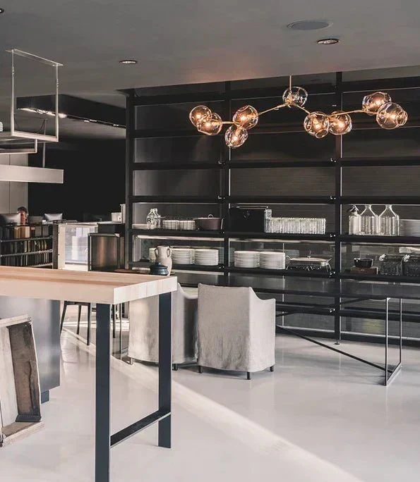 Glazen Kroonluchter met Vertakkingen Messing Zwart Amber Grijs Keuken Eetkamer Dimbaar LED Design Hanglamp | Sansoti