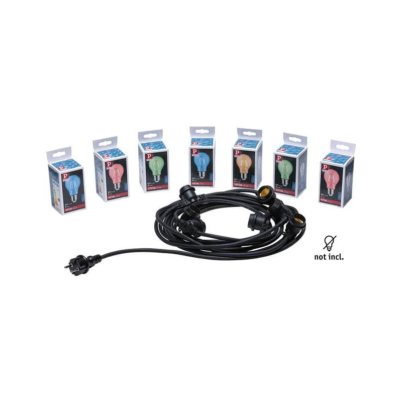 Lichterkette 8,6m 7-flammig Schwarz IP44