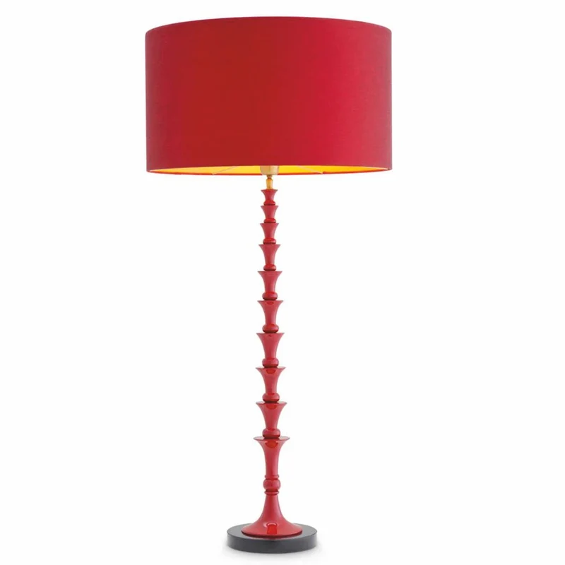 Casa Padrino Luxus Tischleuchte Bordeauxrot / Schwarz H. 112,5 cm - Luxus Qualität