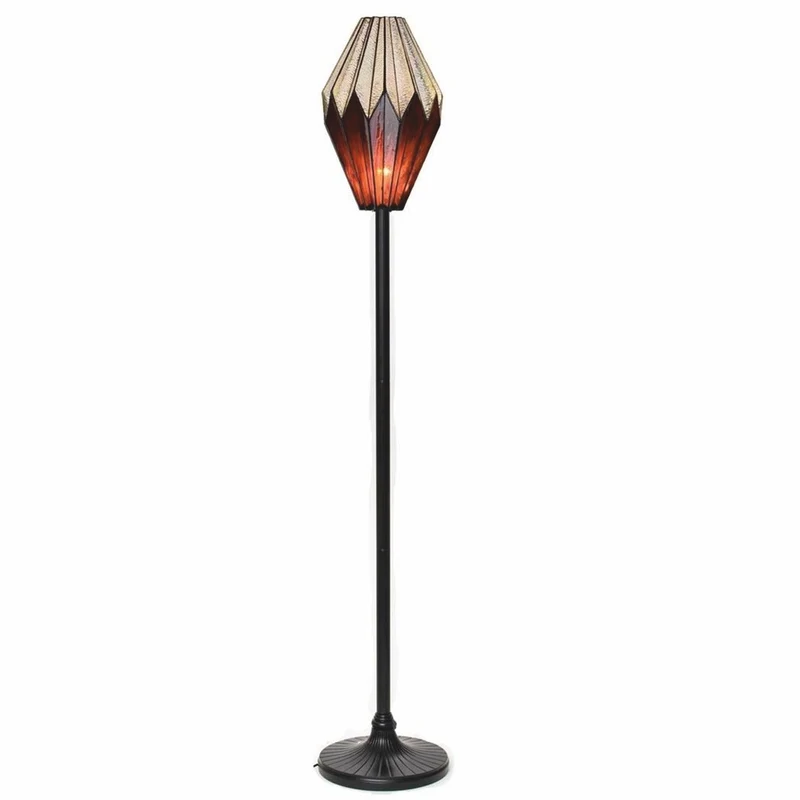 Casa Padrino Art Deco Tiffany Stehleuchte Rot / Schwarz H. 185 cm - Tiffany Leuchten