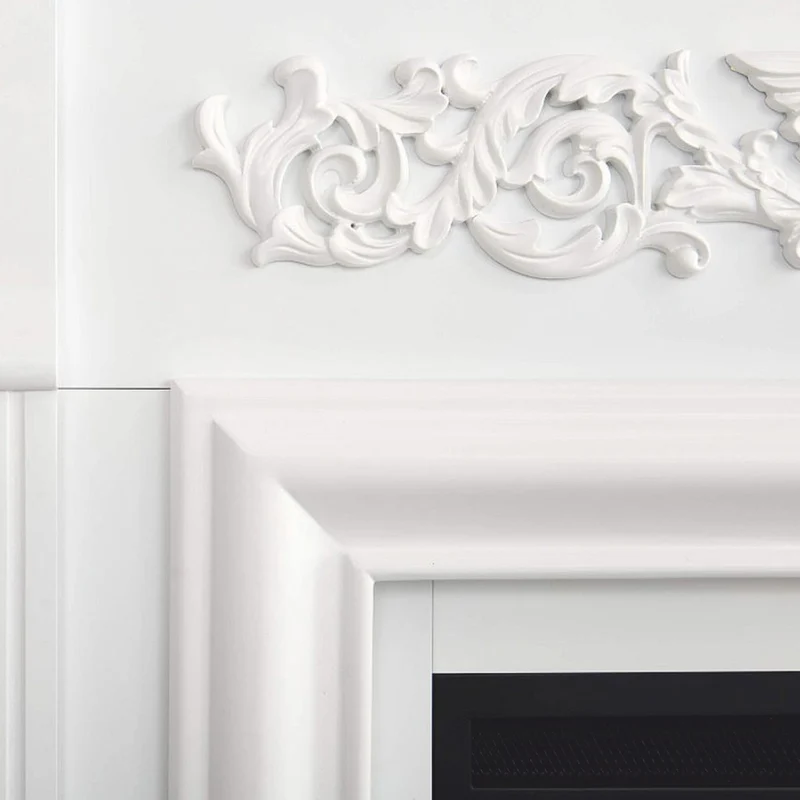 Casa Padrino Barock LED Elektrokamin Weiß 121 x 35 x H. 100 cm - Barock Möbel
