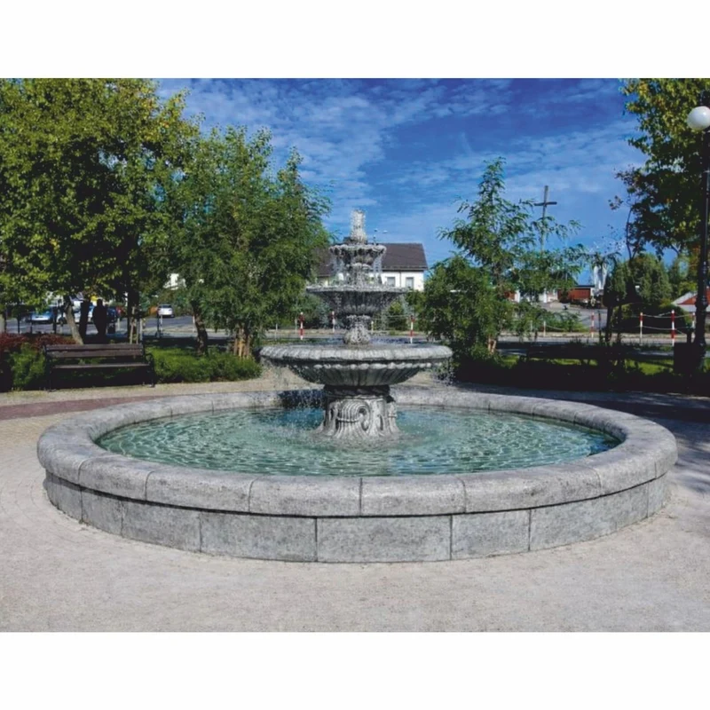 Casa Padrino Barock Garten Springbrunnen Grau Ø 465 x H. 180 cm - Prunkvoller Gartenbrunnen