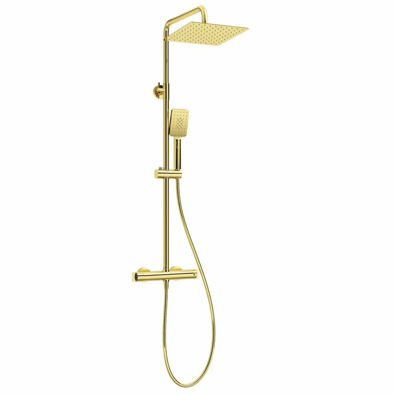 Casa Padrino Luxus Duschgarnitur mit Überkopfbrause und Handbrause Gold H. 85-122,5 cm