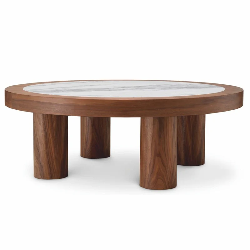 Casa Padrino Luxus Couchtisch Braun / Weiß-Lila Ø 100 cm - Wohnzimmer Möbel