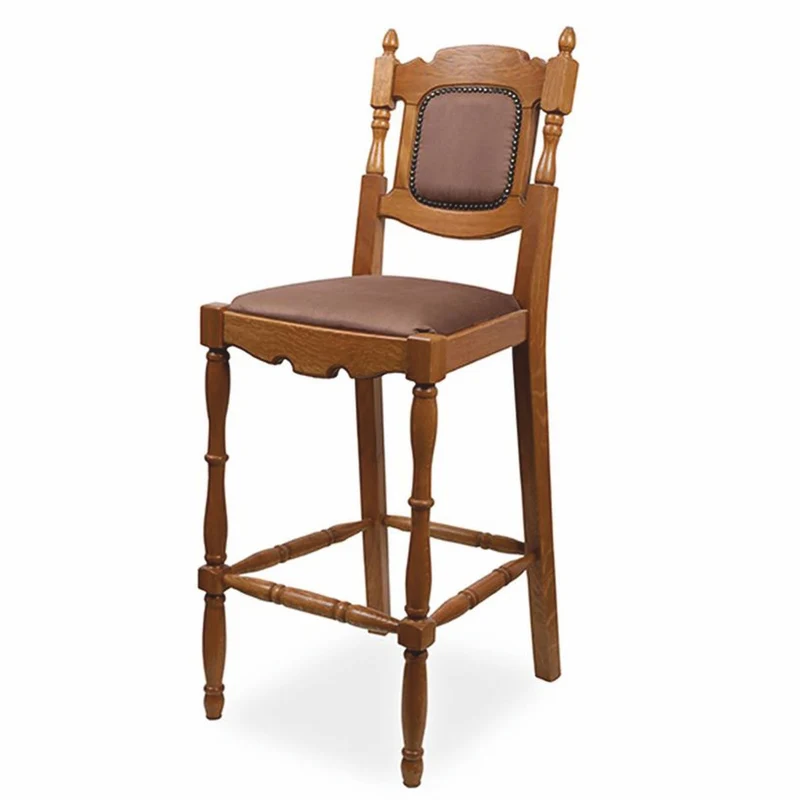 Casa Padrino Luxus Barock Massivholz Barstuhl Braun H. 112 cm - Barock Bar Möbel