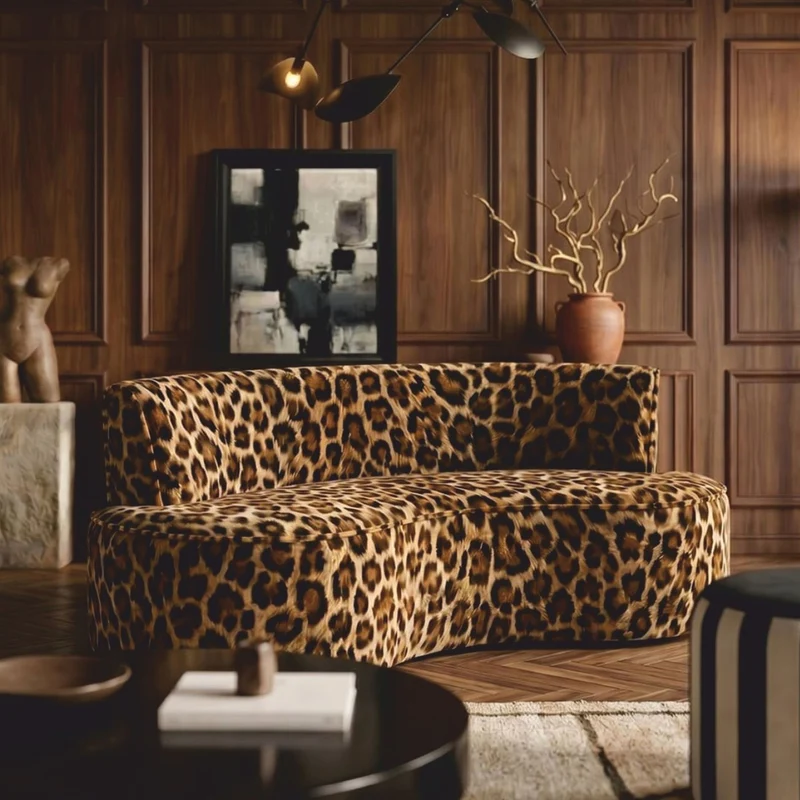 Casa Padrino Luxus Samt Sofa mit Leoparden Design 180 cm - Wohnzimmer & Hotel Möbel