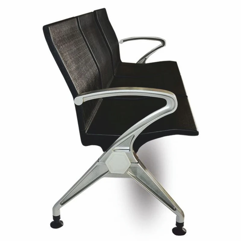 Casa Padrino 3er Besucherbank / Wartezimmerbank Schwarz / Grau 180 cm - Wartezimmer Möbel