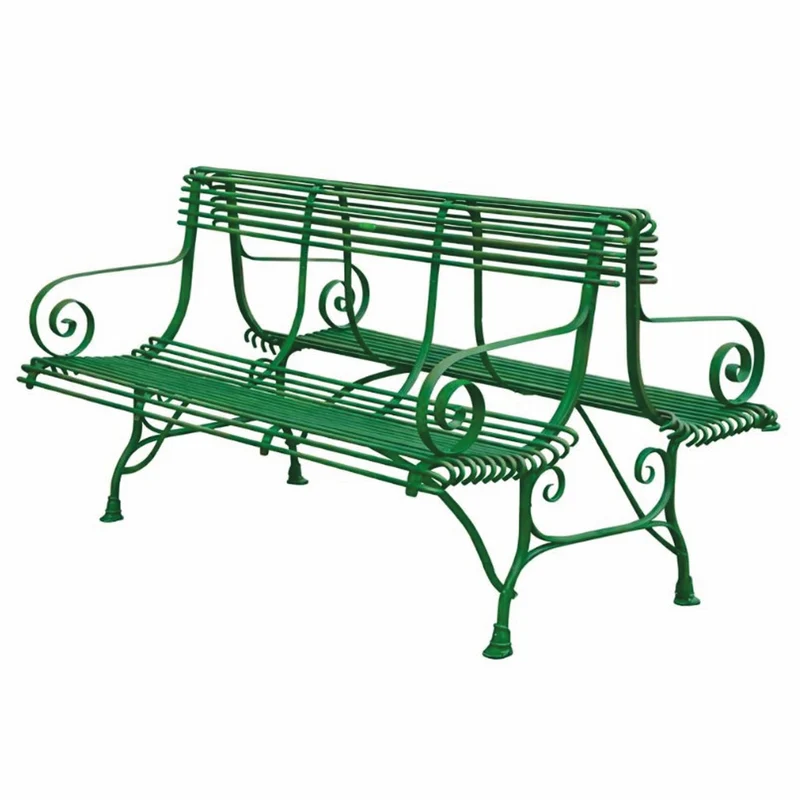 Casa Padrino Jugendstil Schmiedeeisen Gartenbank Vintage Grün 150 cm - Doppelseitige Sitzbank