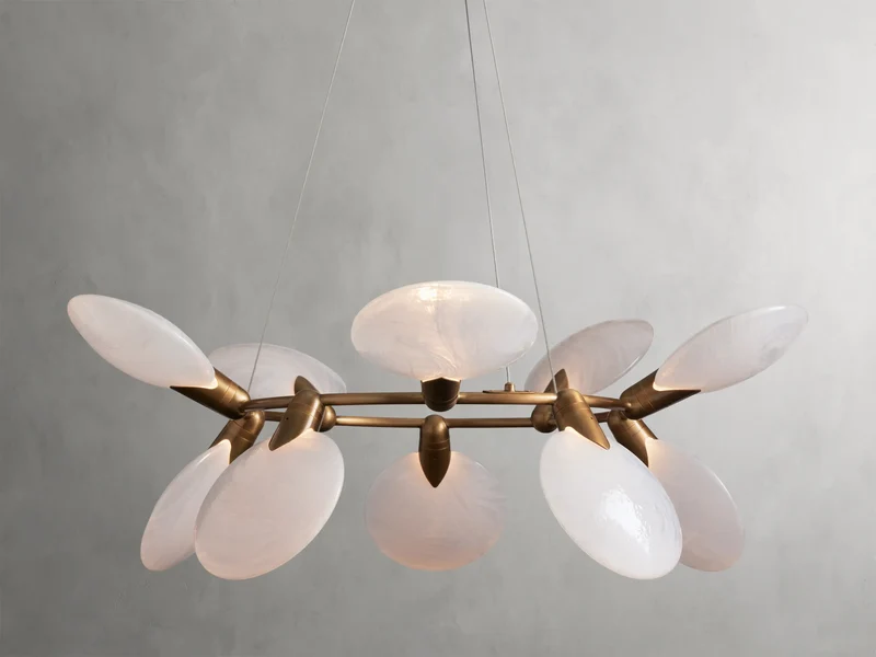 Handgeblazen Glazen Kroonluchter met LED-verlichting Cirkelvormig Design 107cm Diameter Woonkamer Eetkamer | Sansoti