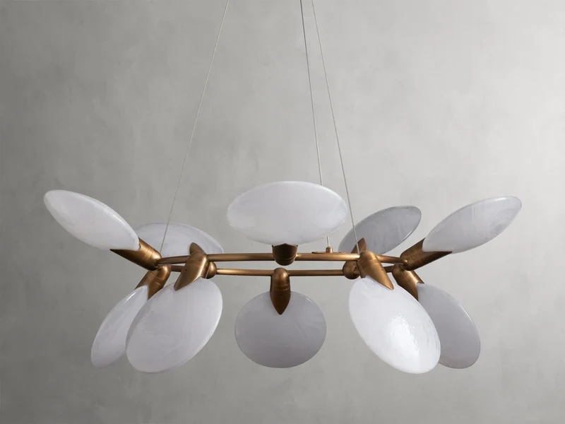 Handgeblazen Glazen Kroonluchter met LED-verlichting Cirkelvormig Design 107cm Diameter Woonkamer Eetkamer | Sansoti