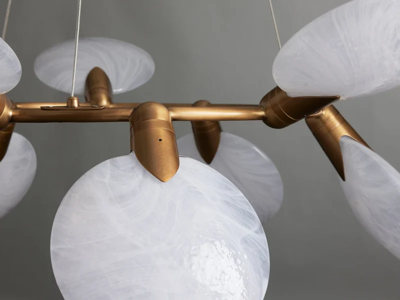 Handgeblazen Glazen Kroonluchter met LED-verlichting Cirkelvormig Design 107cm Diameter Woonkamer Eetkamer | Sansoti