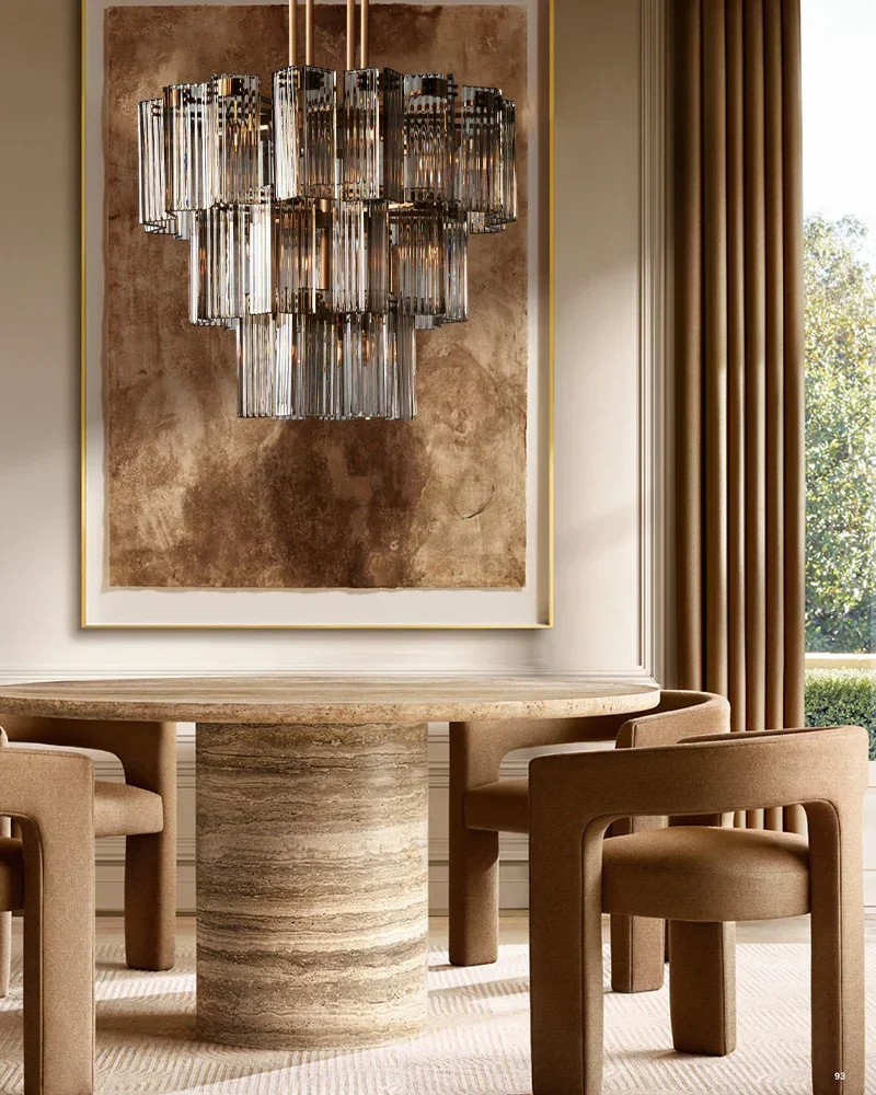 Ronde Kroonluchter Geribbeld Glas Stalen Frame 38-60cm Hanglamp Meerlichts Eetkamer Trap Balzaal Woonkamer | Sansoti
